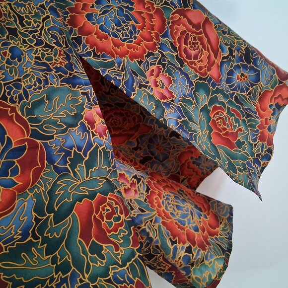 Vintage Compagnie Internationale EXPRESS 100% Silk Floral Tunic Blouse Flowy L - Picture 5 of 6